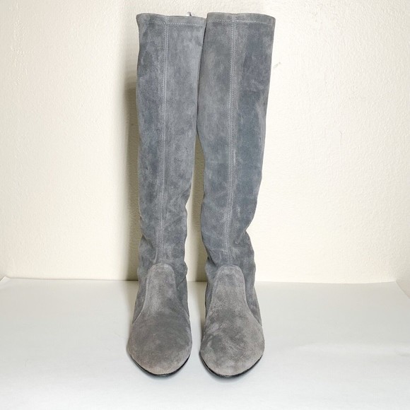 Stuart Weitzman The Milla 60 Boots 6 Gray Suede Stretch Under The Knee Length - Picture 4 of 9